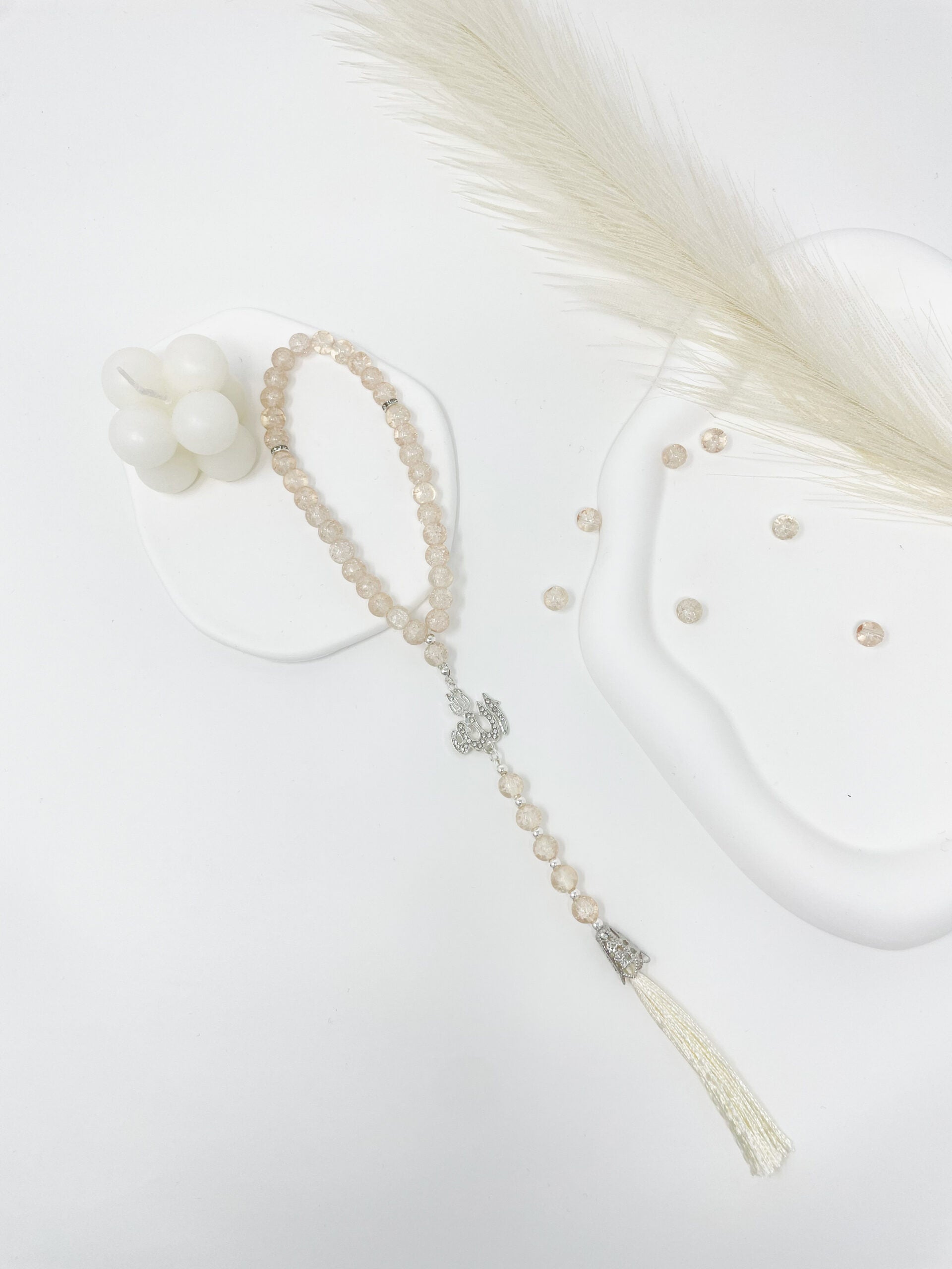Tasbih 33 Beads - Crystal Collection - White