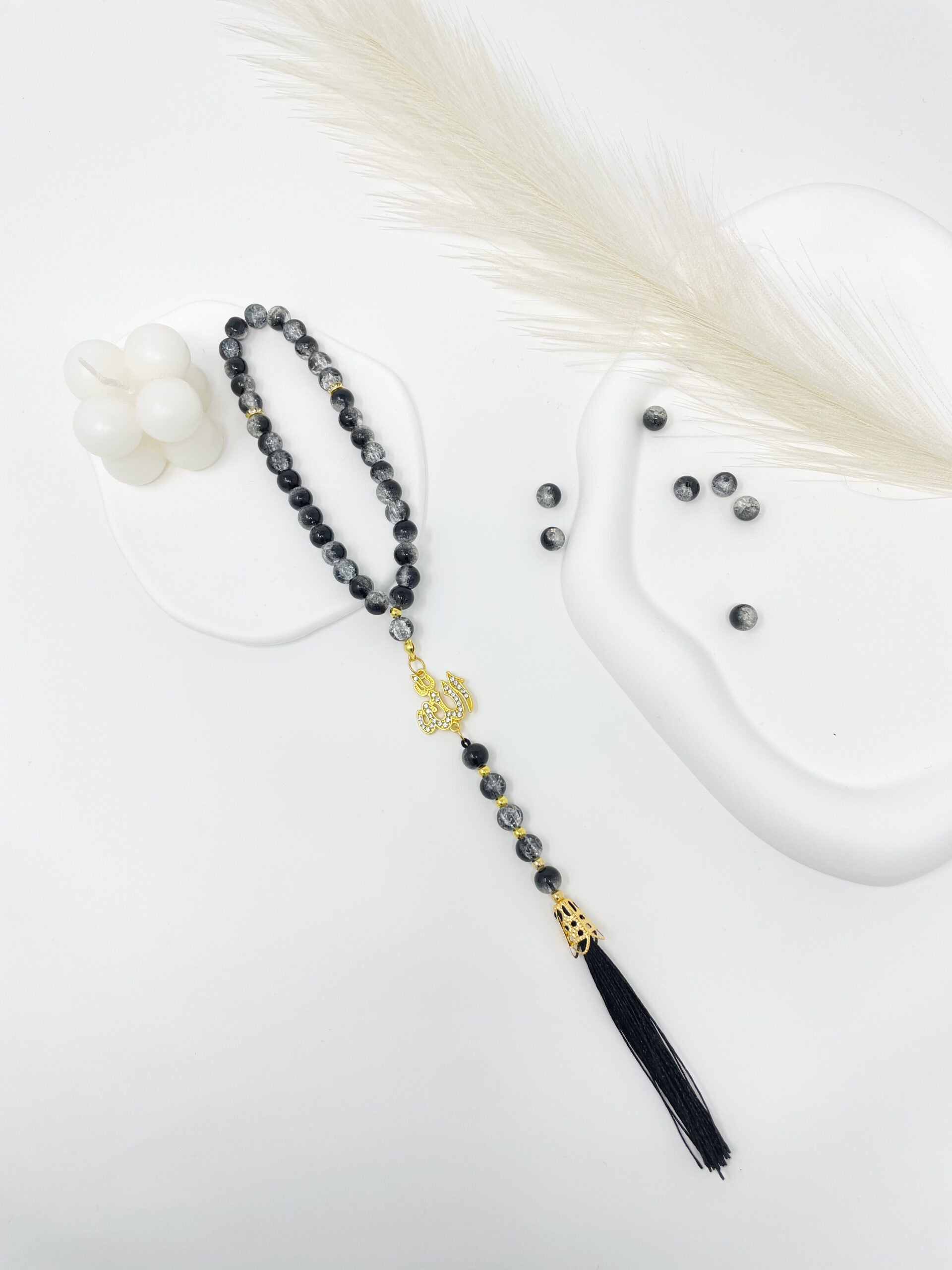 Tasbih 33 Beads - Crystal Collection - Black