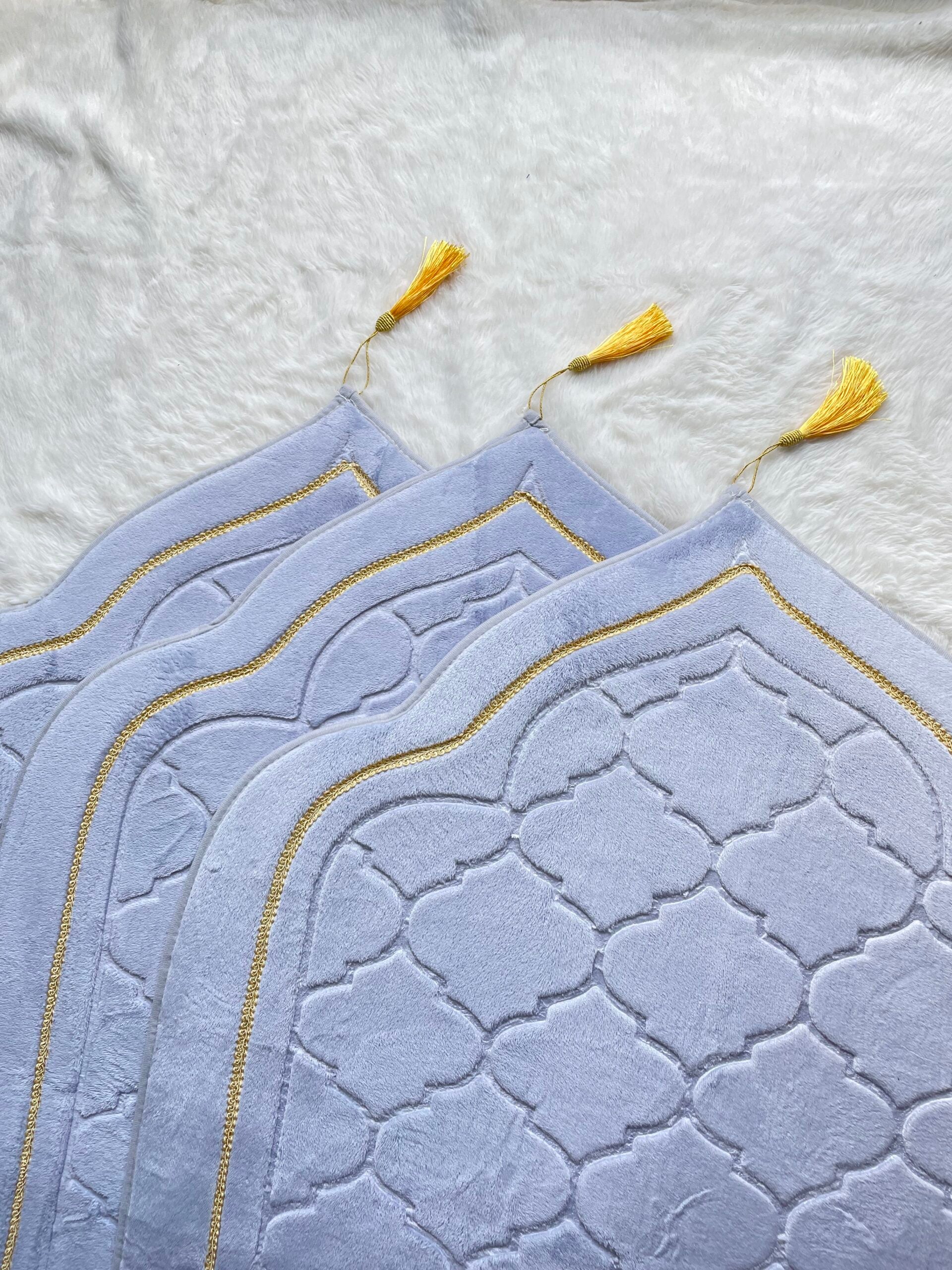 Premium Mosque Shape Prayer Mat - Sky Blue