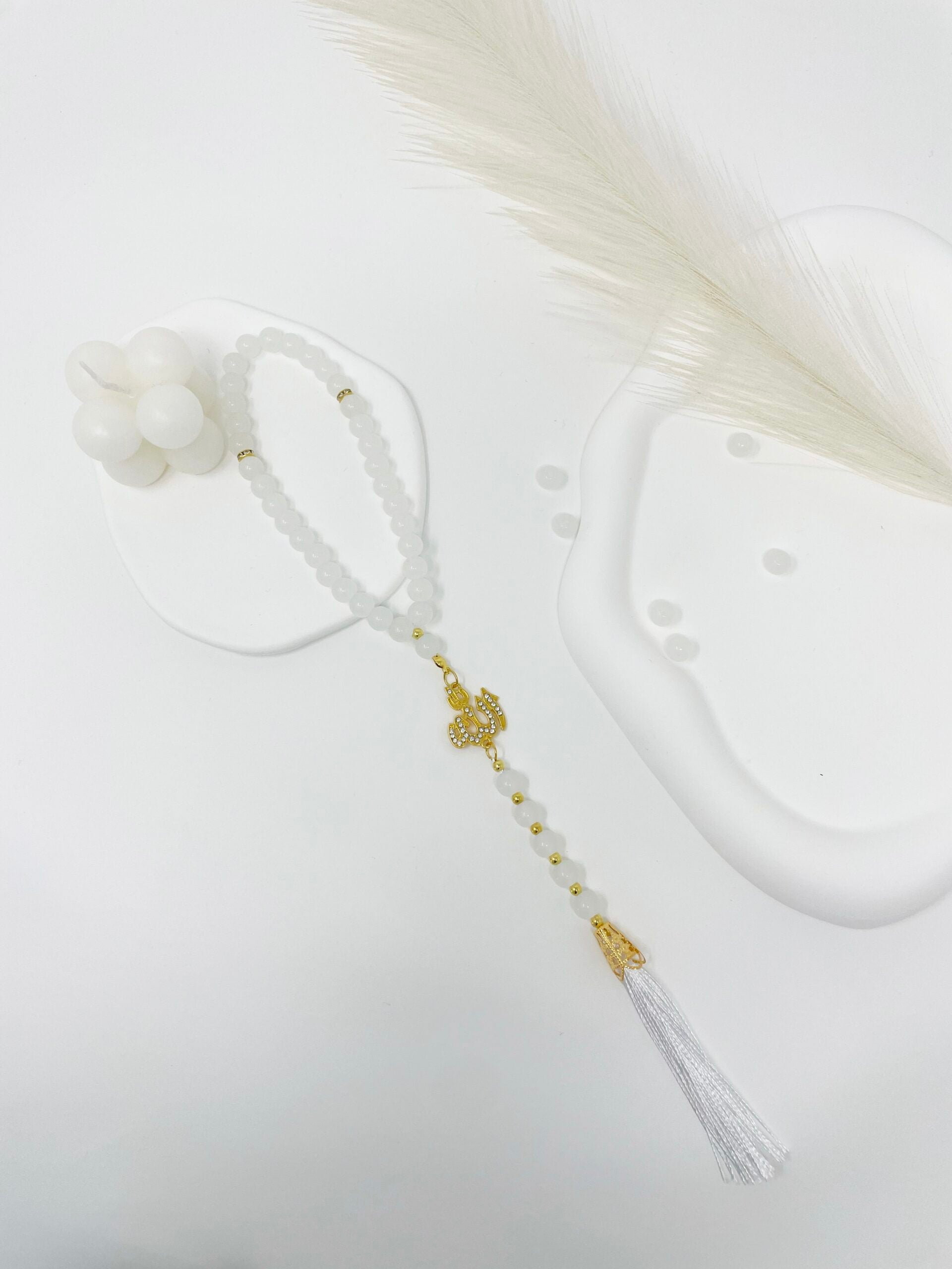 Tasbih 33 Beads - Jade Collection - White