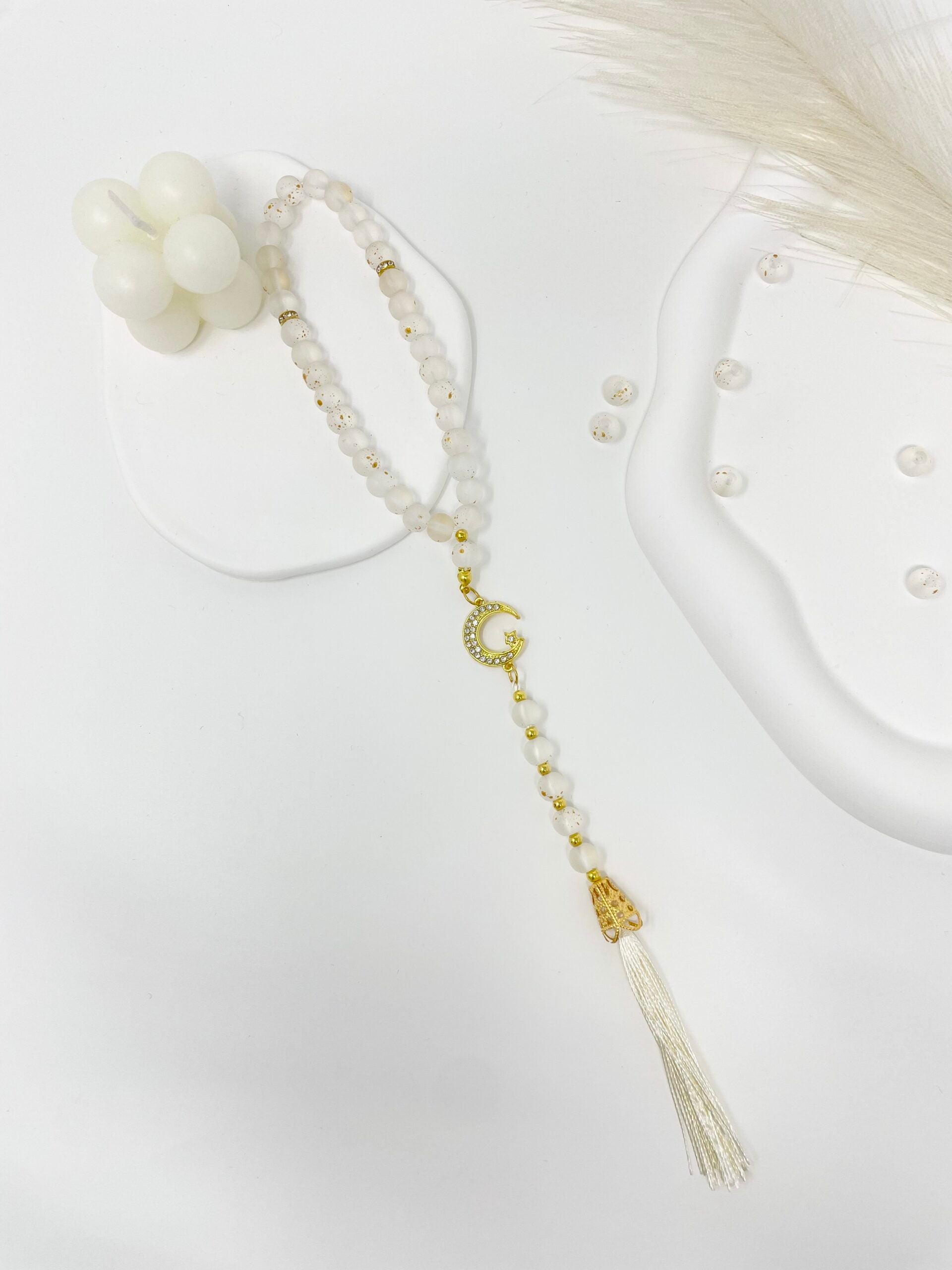 Tasbih 33 Perlen - Glacé Kollektion - Weiß