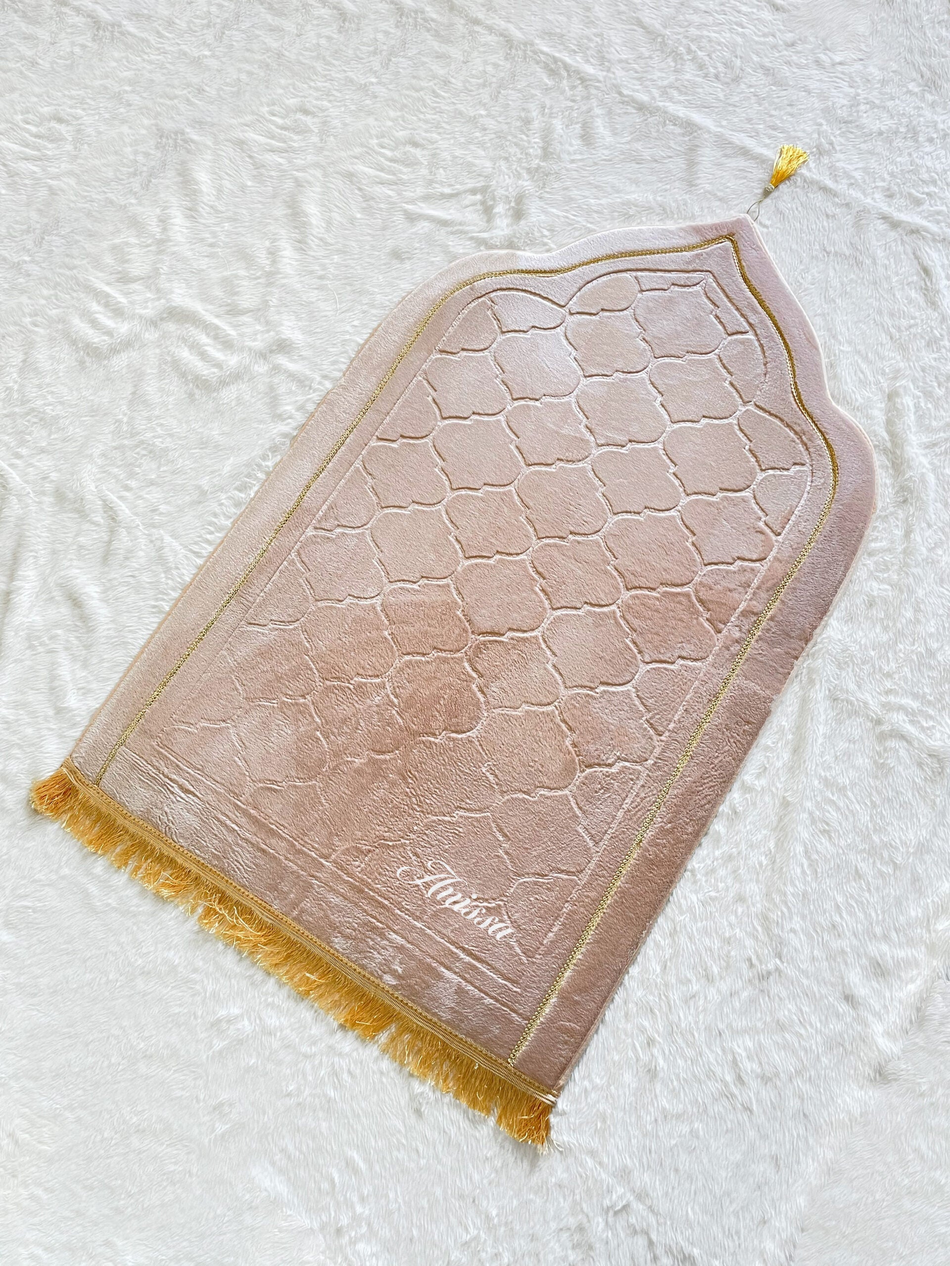 Premium Mosque Shape Prayer Mat - Beige