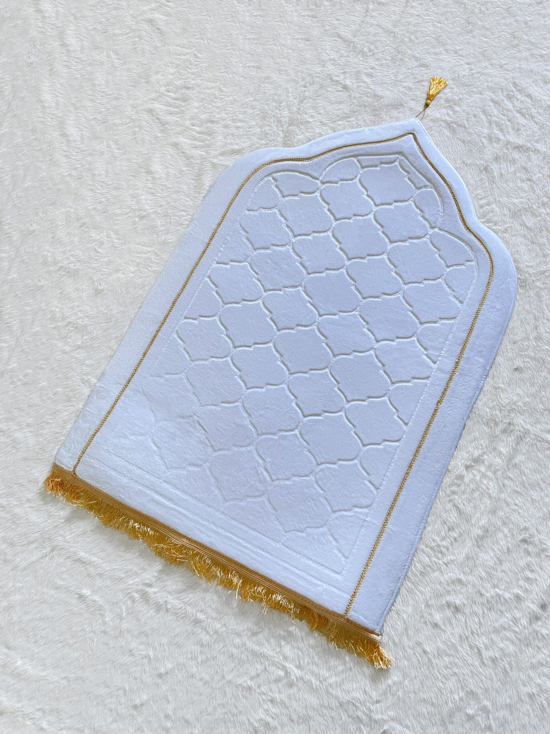 Premium Mosque Shape Prayer Mat - White