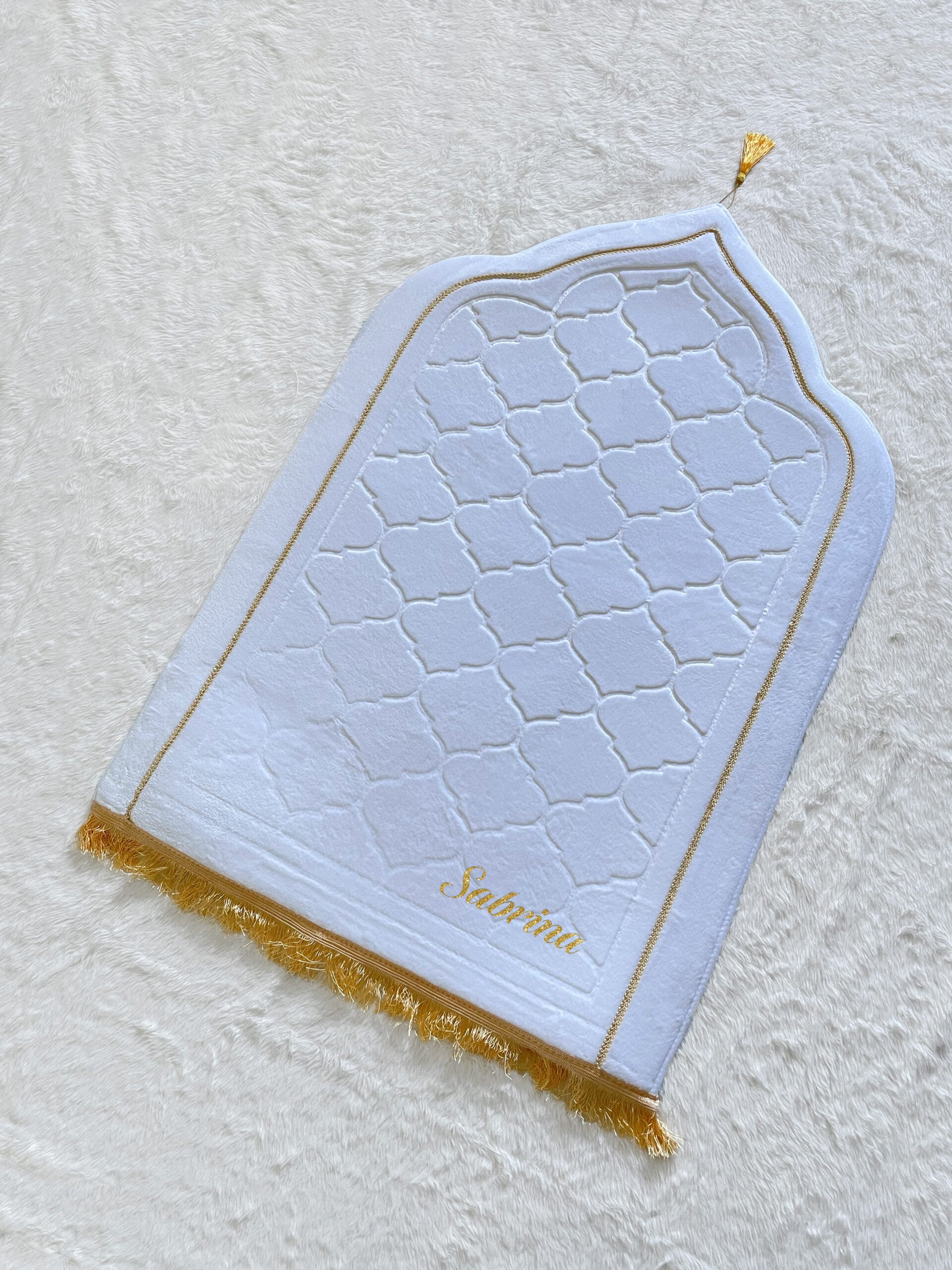 Premium Mosque Shape Prayer Mat - White