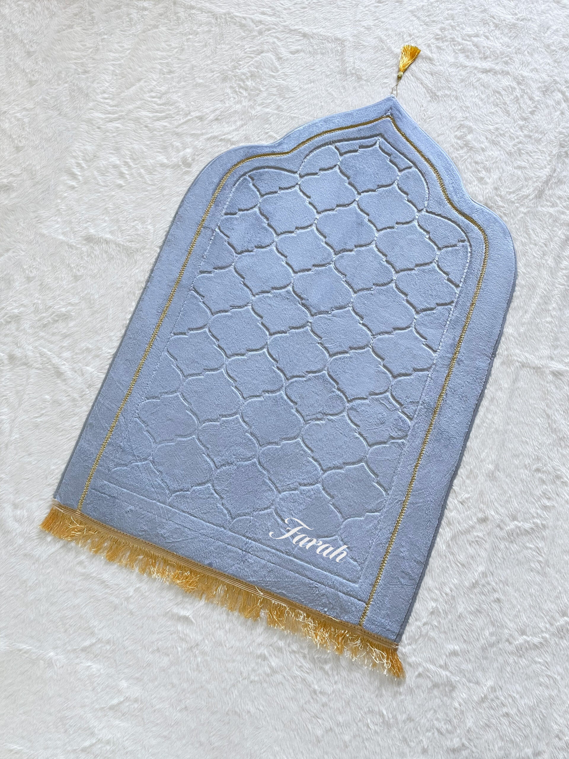 Premium Mosque Shape Prayer Mat - Sky Blue