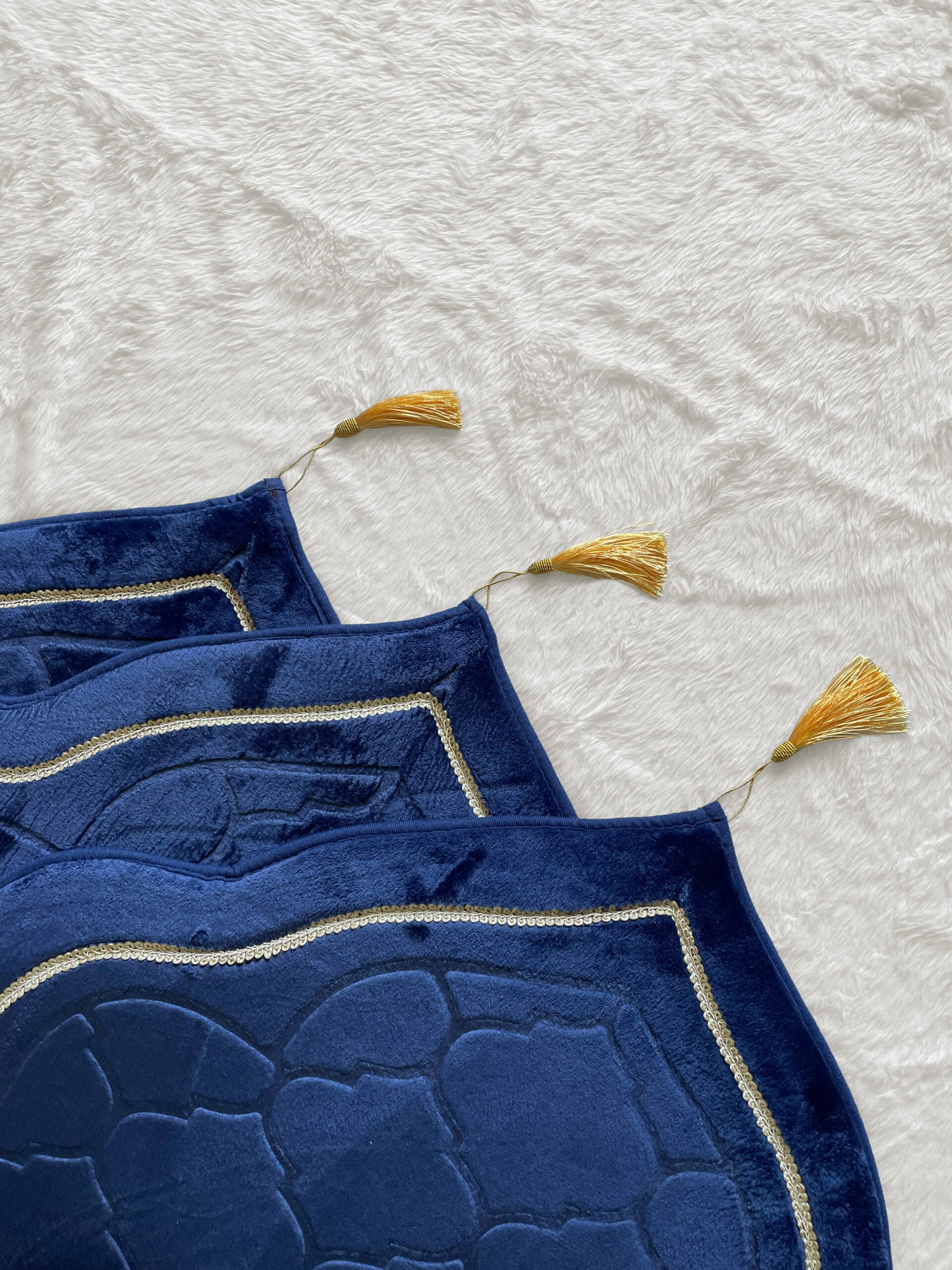 Premium Mosque Shape Prayer Mat - Navy Blue