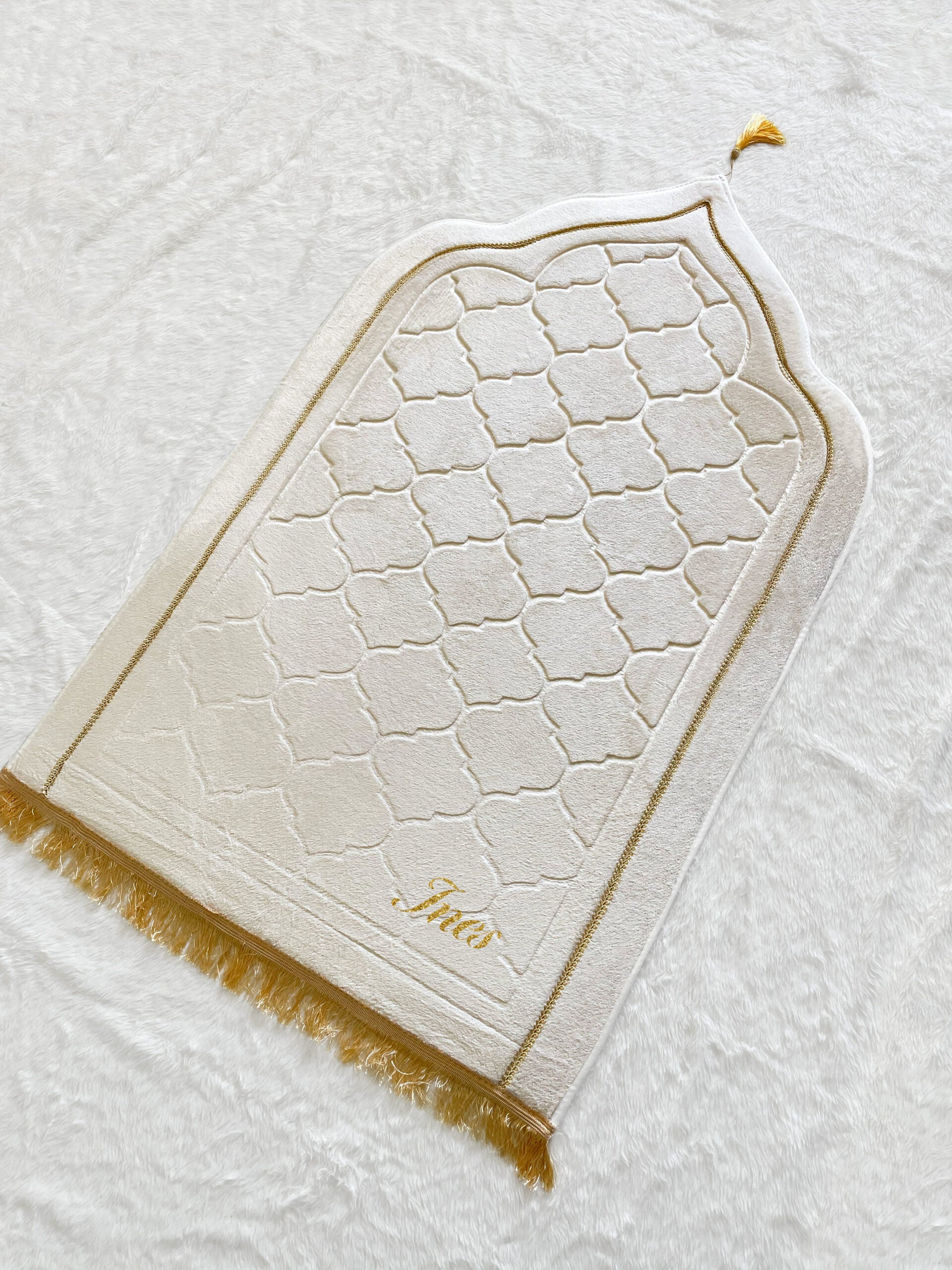 Premium Mosque Shape Prayer Mat - Cream