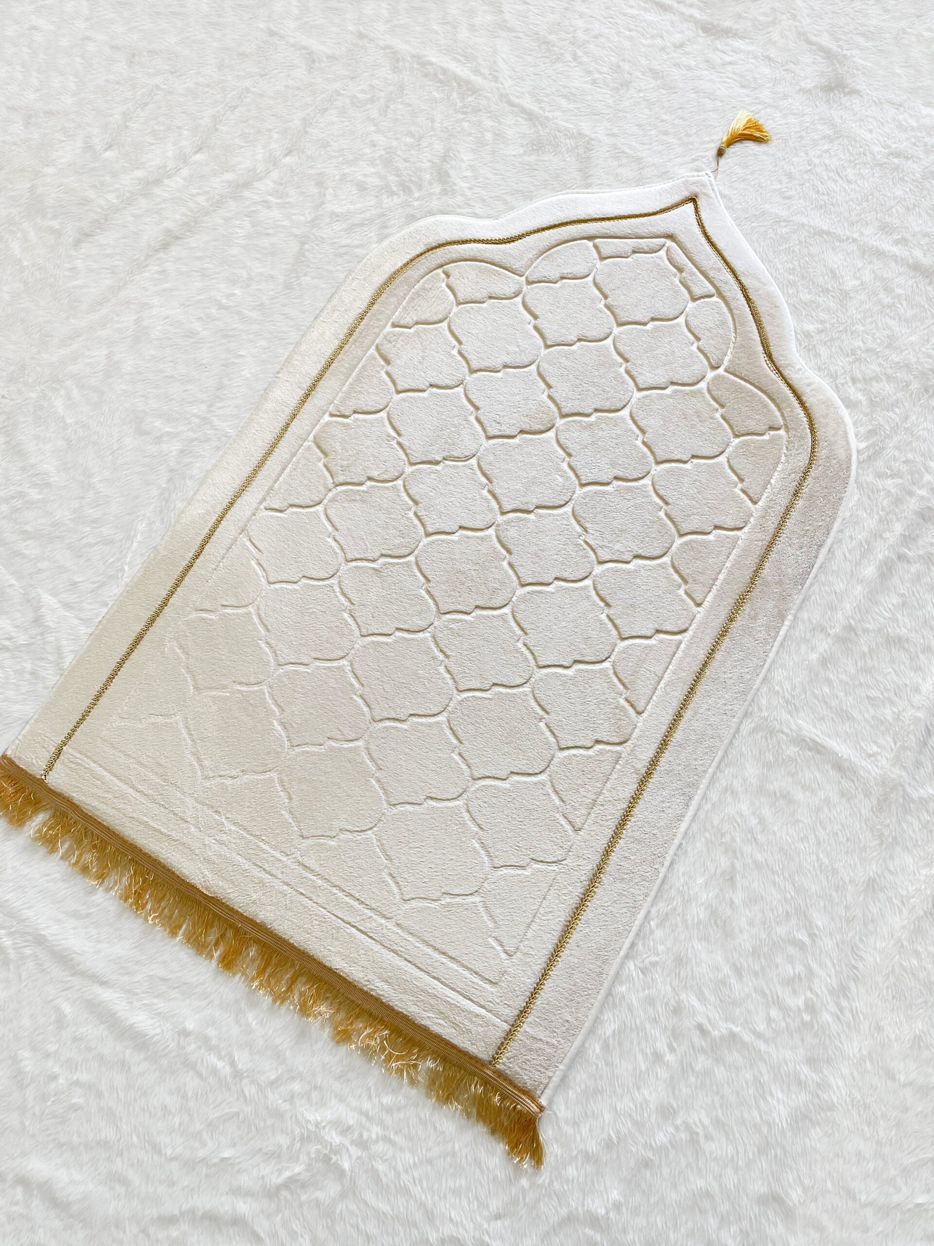 Premium Mosque Shape Prayer Mat - Cream