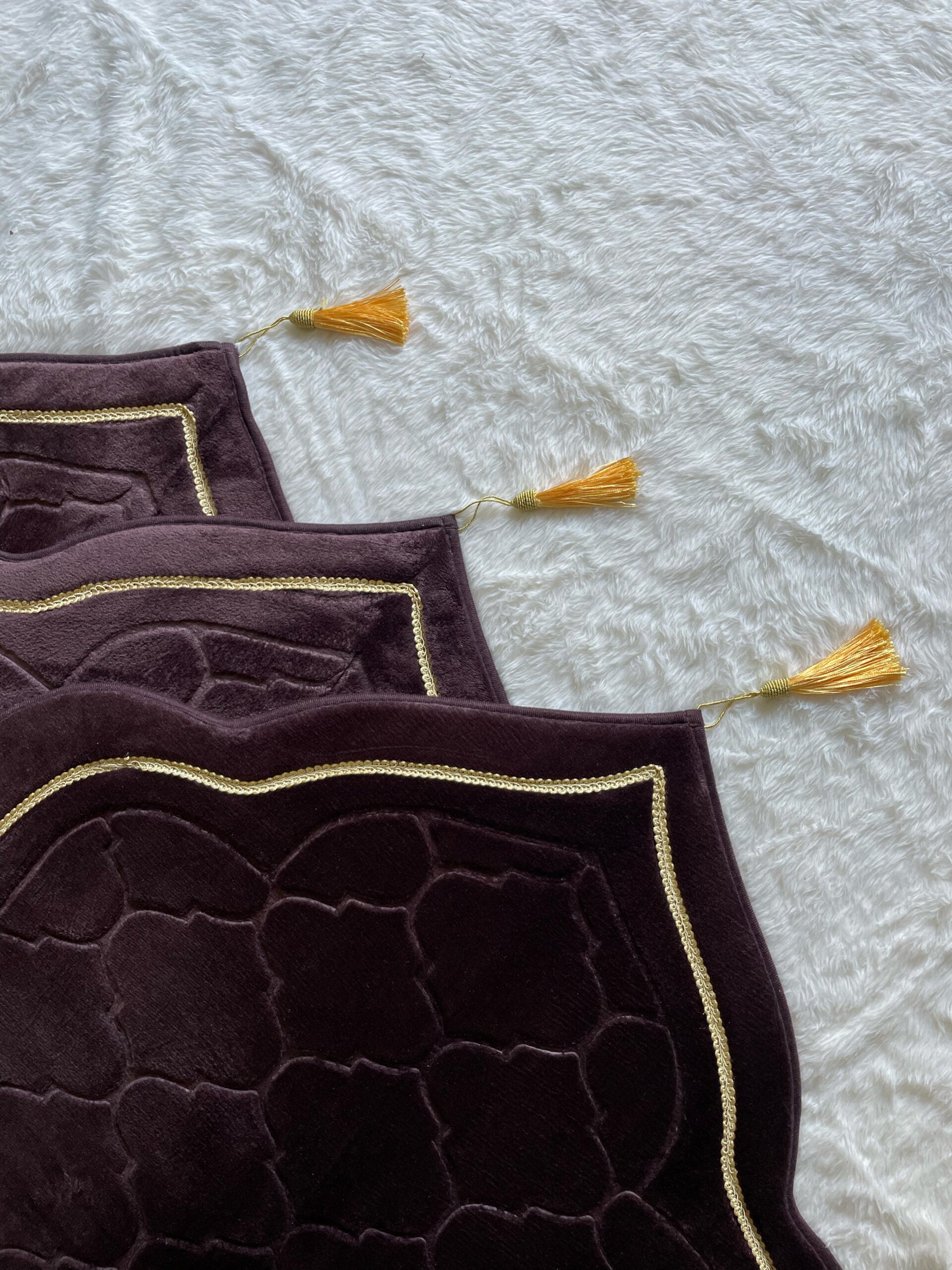 Premium Mosque Shape Prayer Mat - Brown