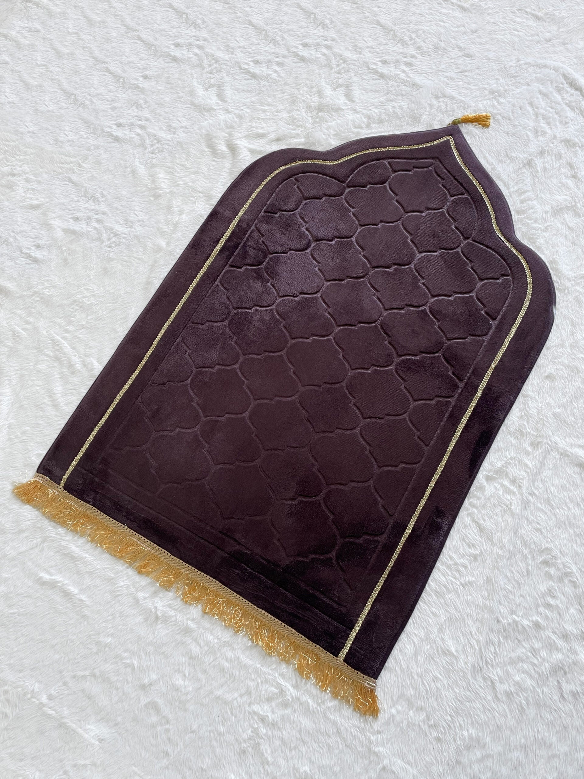 Premium Mosque Shape Prayer Mat - Brown