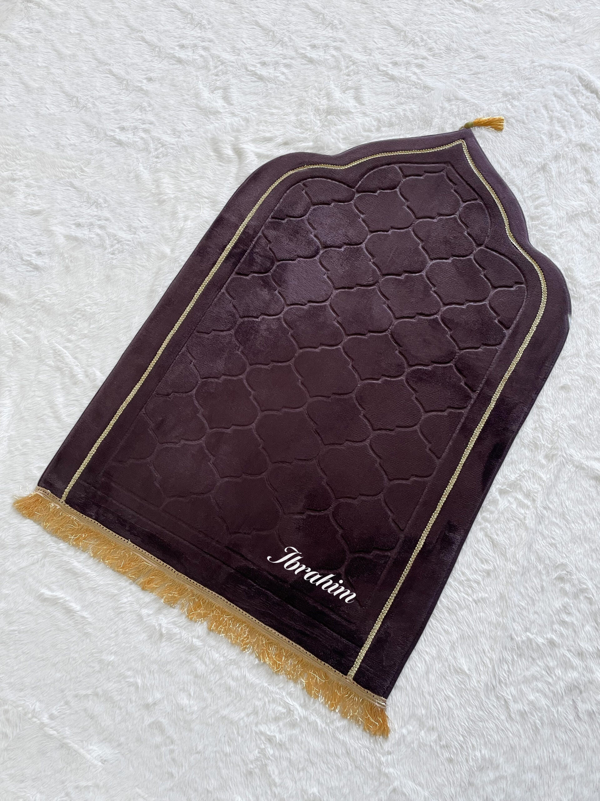 Premium Mosque Shape Prayer Mat - Brown