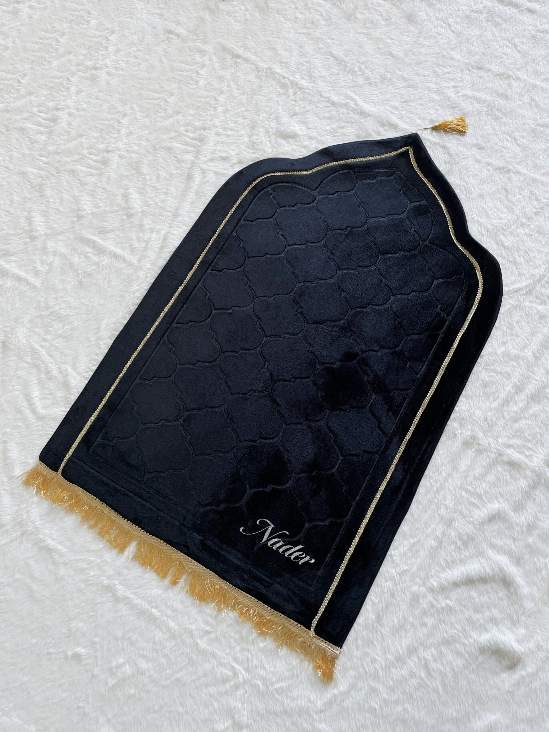 Premium Mosque Shape Prayer Mat - Black