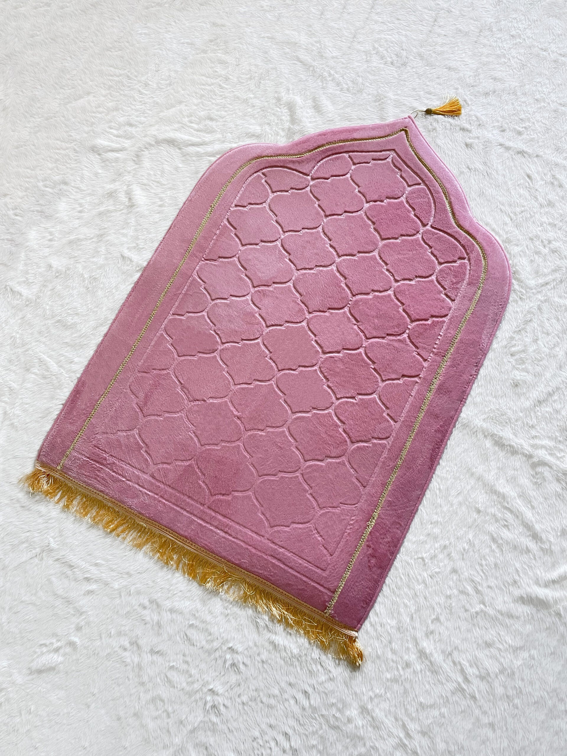 Premium Mosque Shape Prayer Mat - Pink