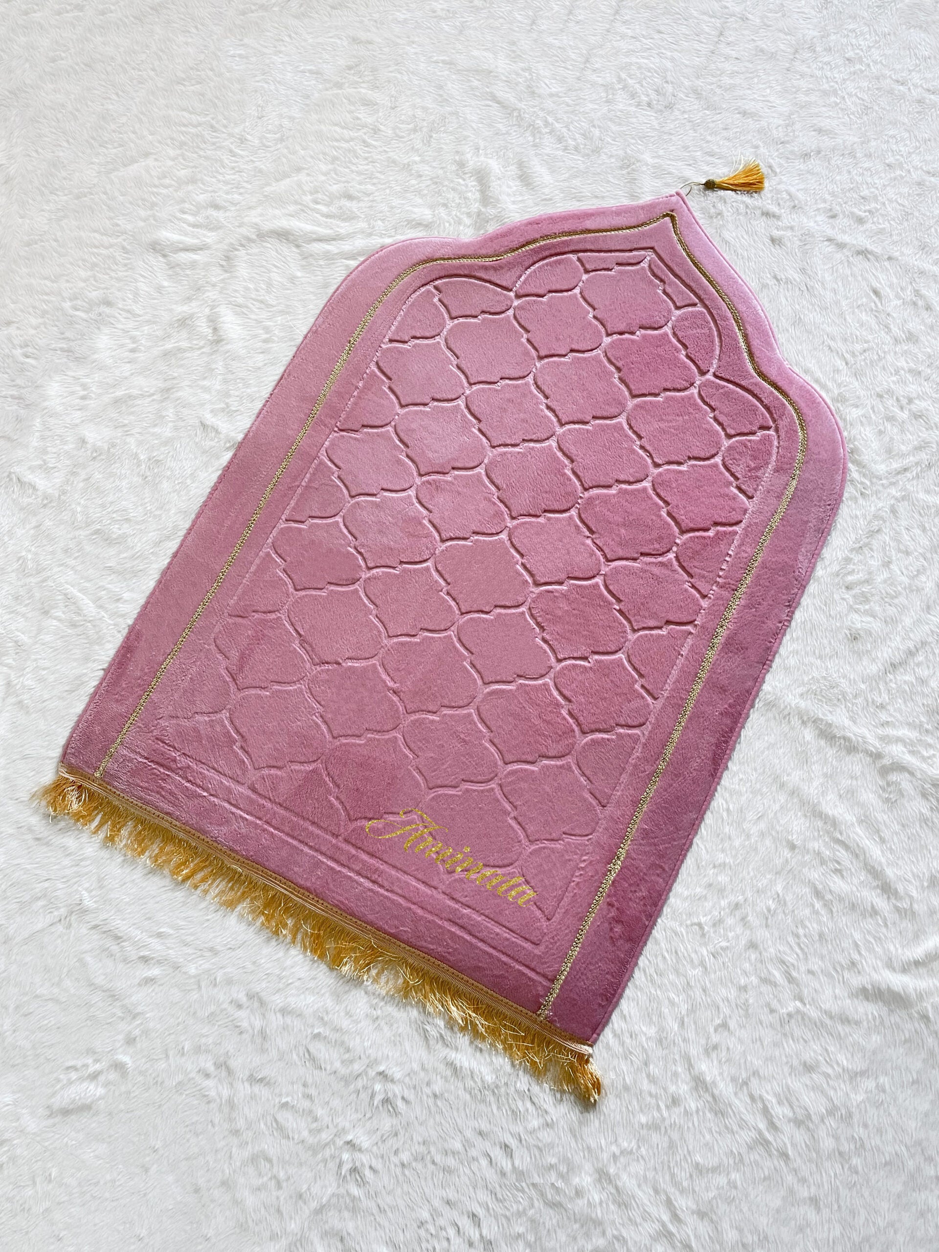 Premium Mosque Shape Prayer Mat - Pink