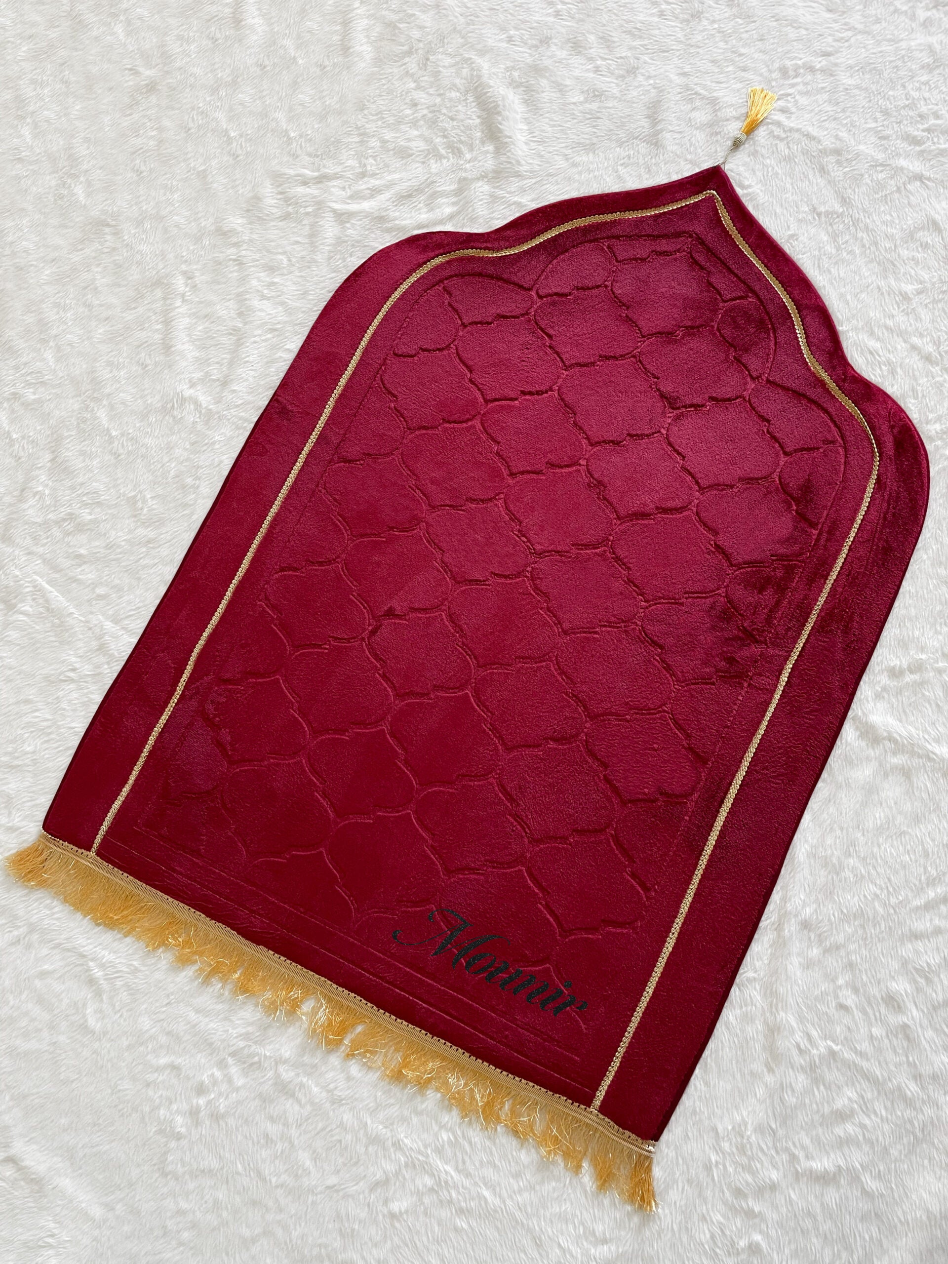 Premium Mosque Shape Prayer Mat - Red