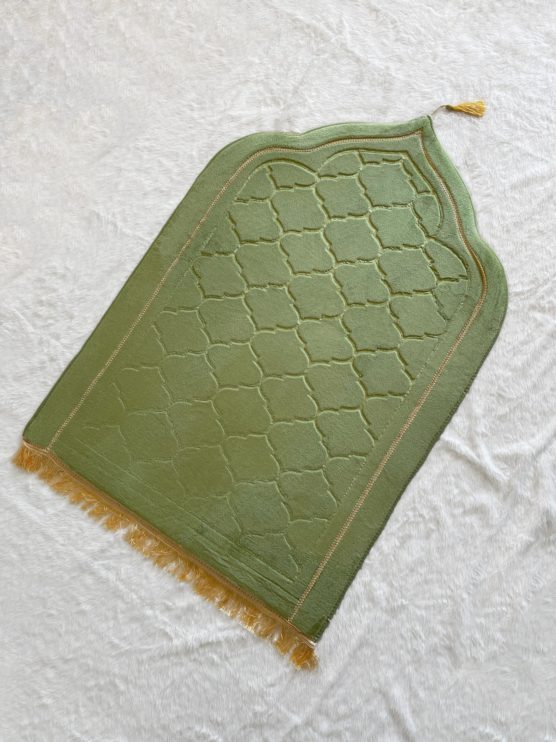Premium Mosque Shape Prayer Mat - Green