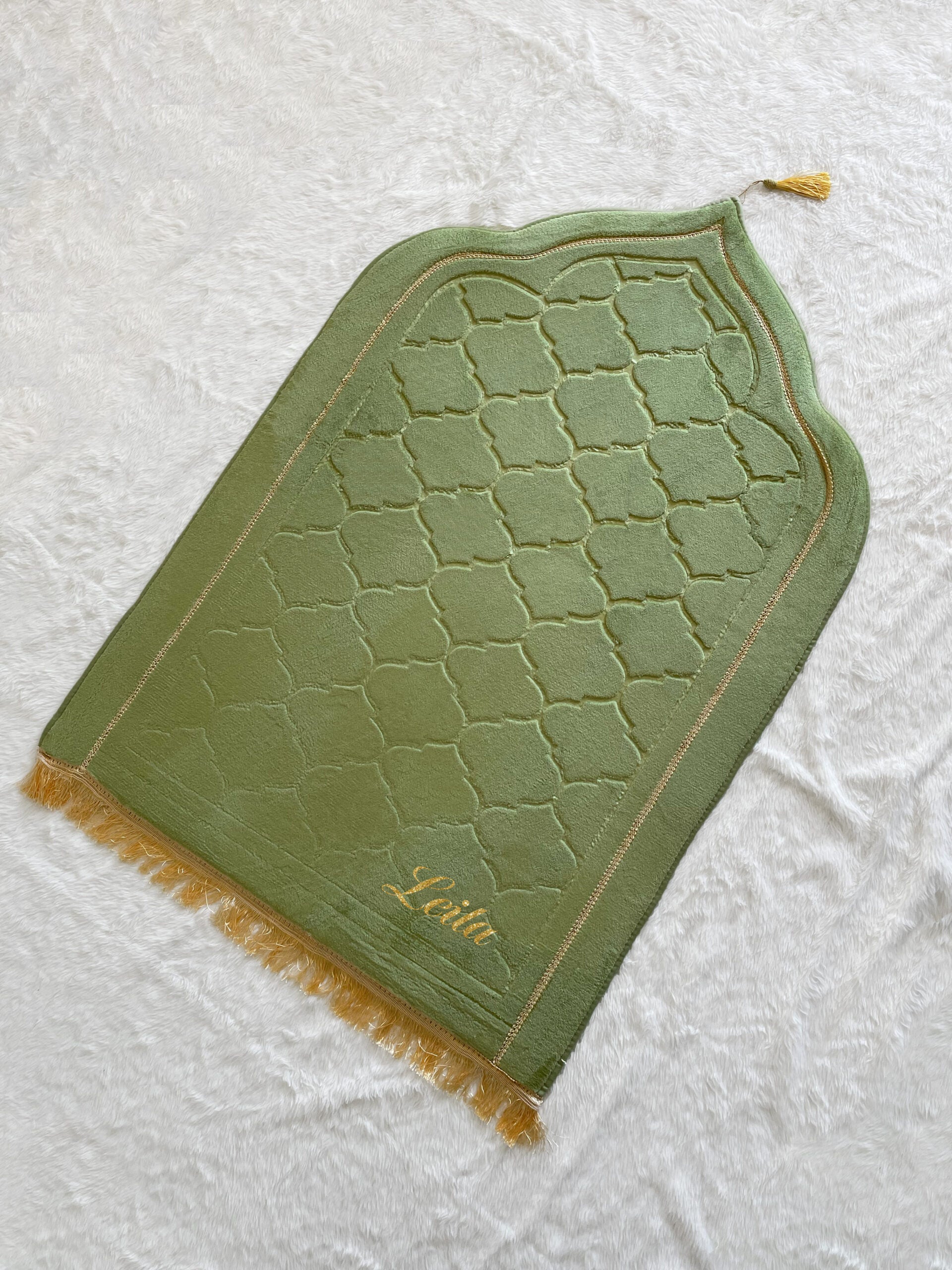 Premium Mosque Shape Prayer Mat - Green