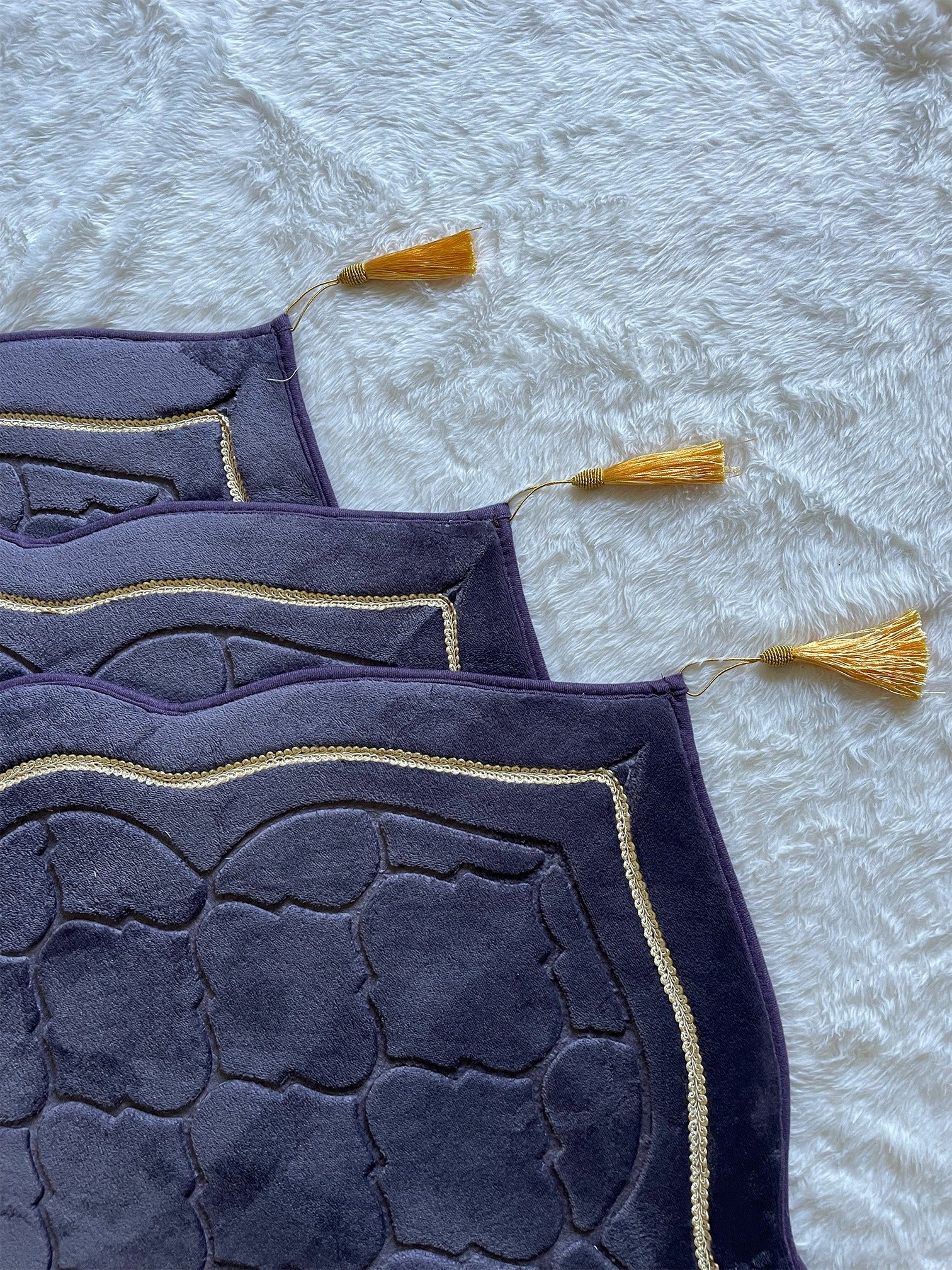 Premium Mosque Shape Prayer Mat - Purple Grey