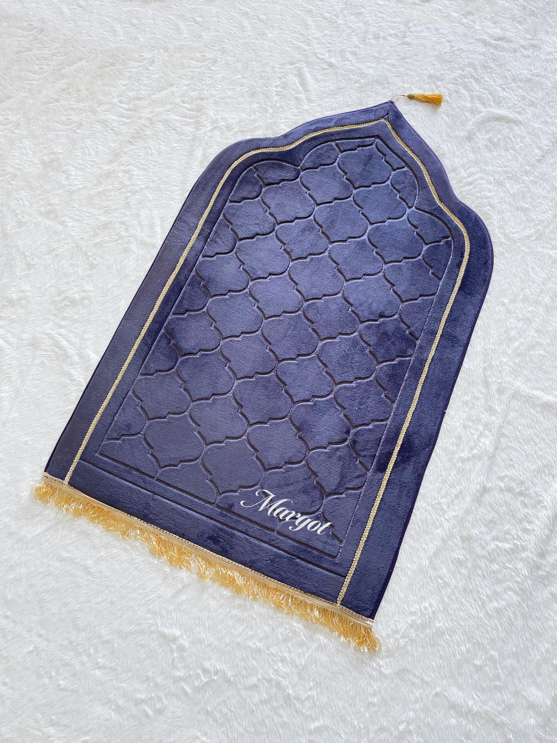 Premium Mosque Shape Prayer Mat - Purple Grey