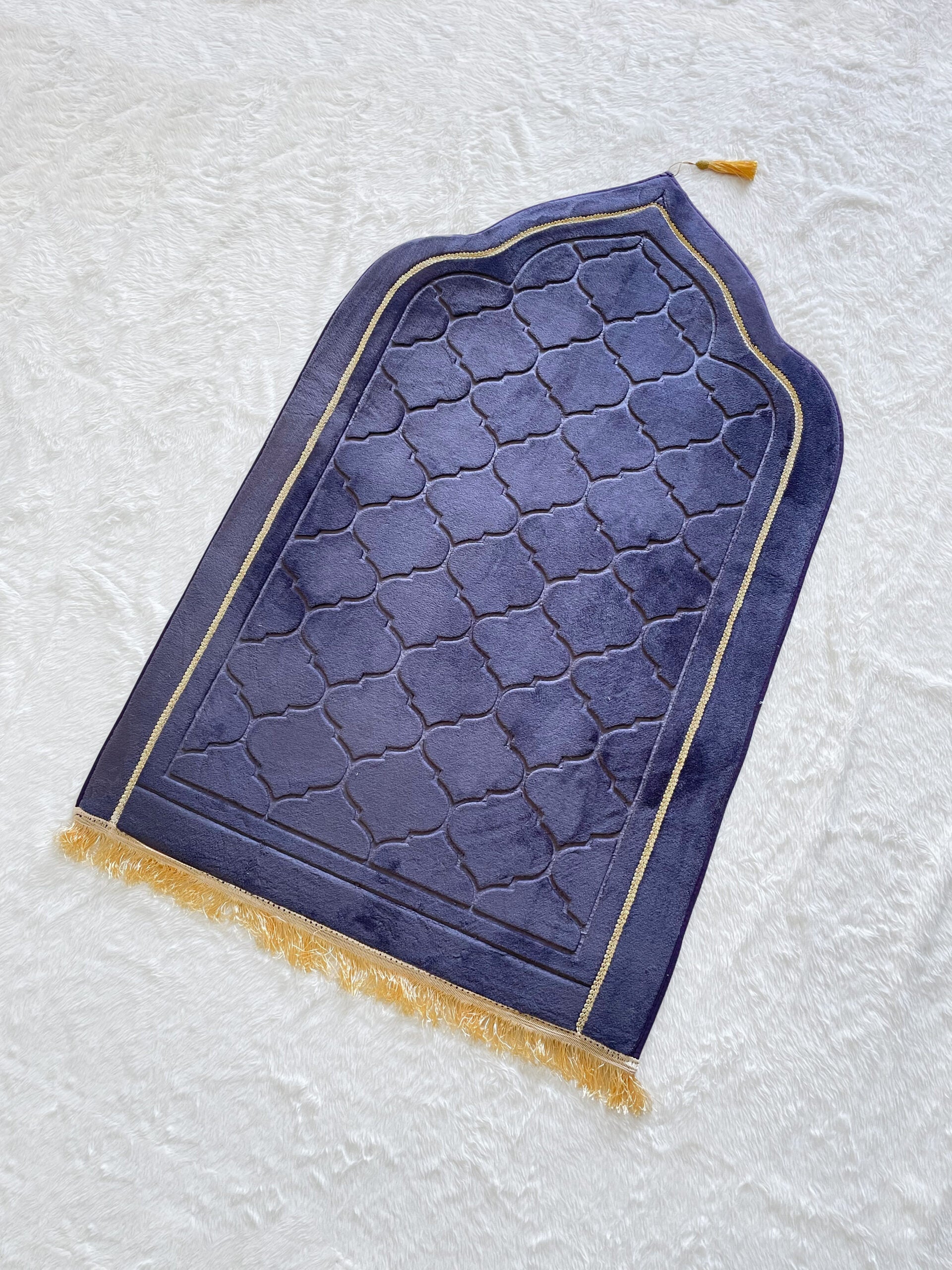 Premium Mosque Shape Prayer Mat - Purple Grey